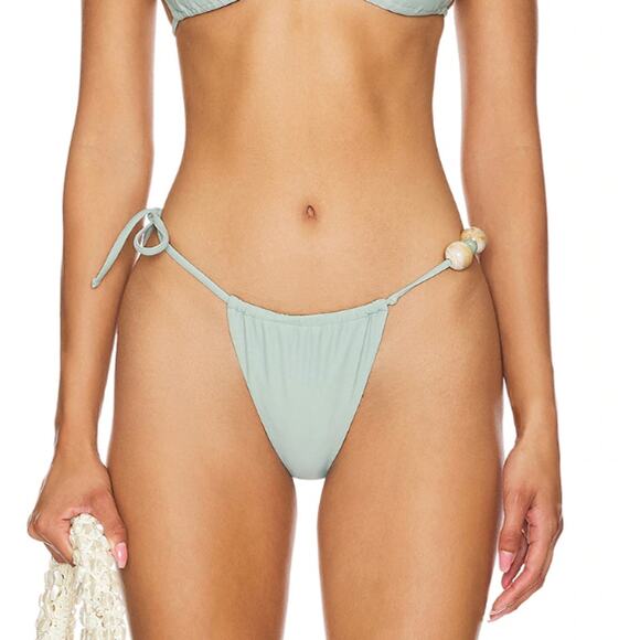 Lovers + Friends Mermaid Blue String Bikini Bottom MEDIUM Triangle Marrisa NEW - Picture 1 of 6